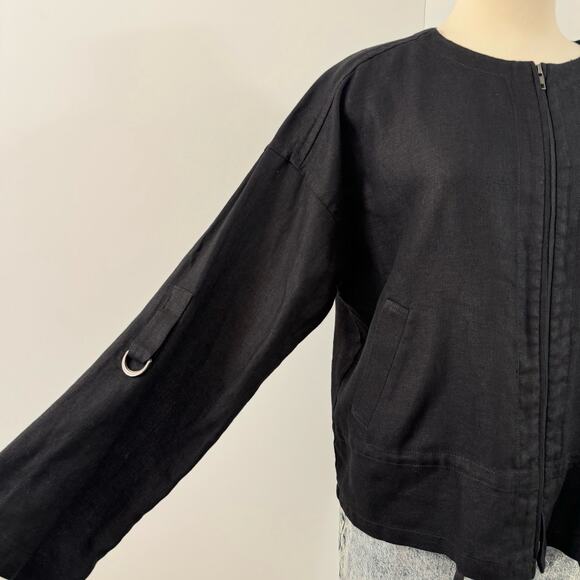 Eileen Fisher Organic Linen Zip Front Blazer Jacket XS Oversized - Picture 3 of 12